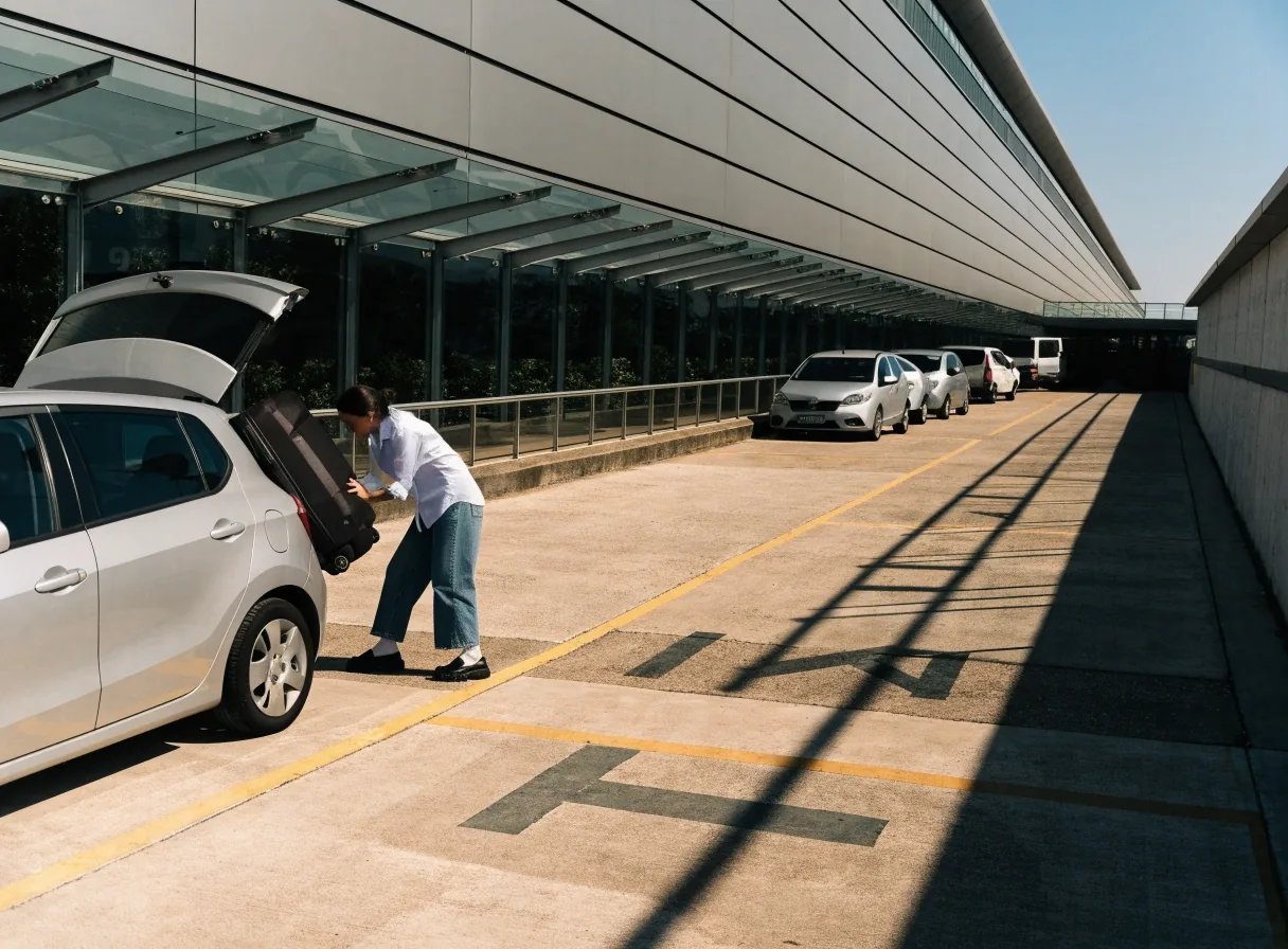 T4 Terminal Car Park with the short paved walk to the Terminal 4 entrance